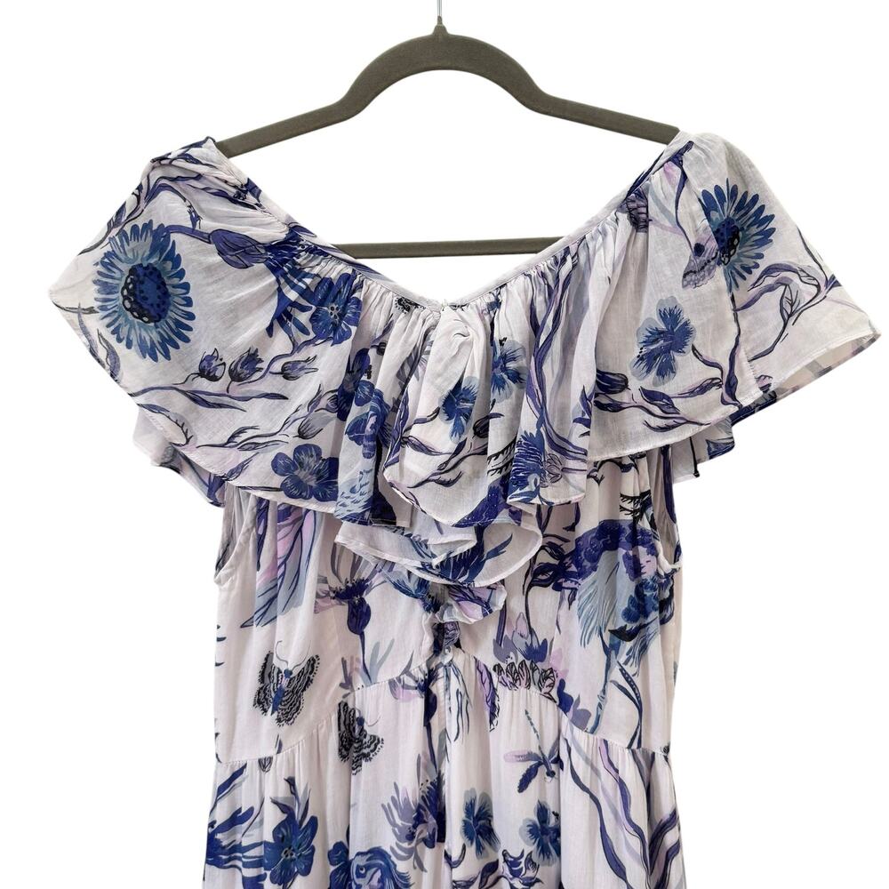 Banjanan Gladys Maxi Dress Botanical Floral Blue White Size Large - Picture 7 of 9